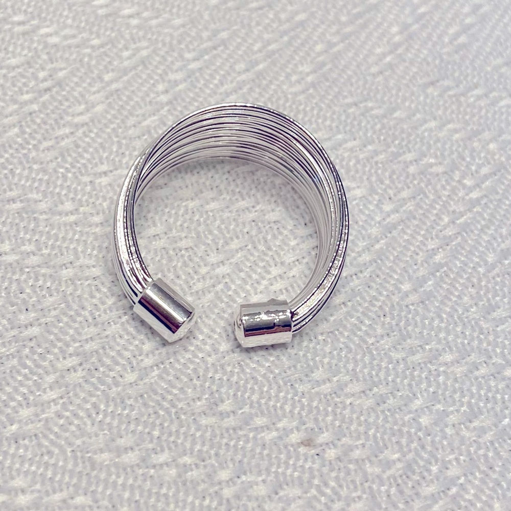 Sterling Silver Plated Wire Band Ring Adjustable Thumb Ring - Picture 3 of 3